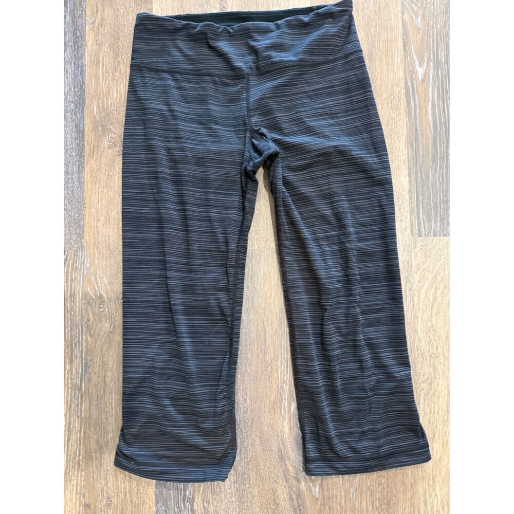 Under Armour Black and Dark Gray Striped Capris